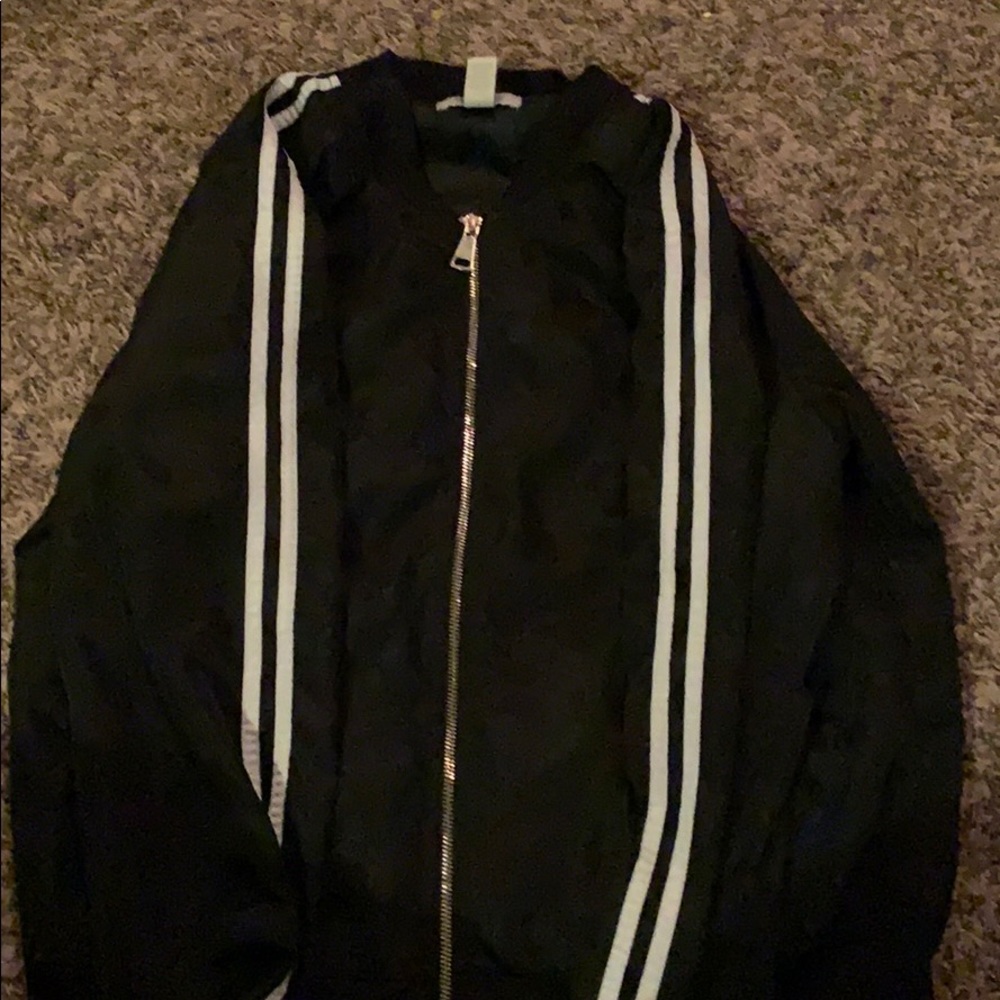 Black and white lightweight bomber jacket